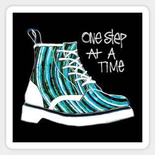 One Step At A Time Blue Sticker